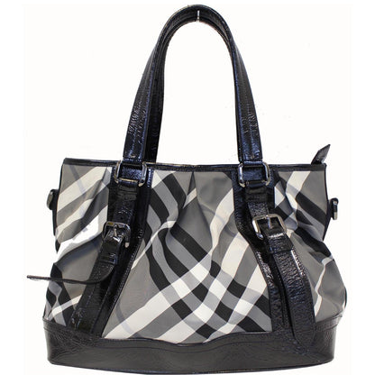 BURBERRY Lowry Medium Beat Check Nylon Tote Bag Black