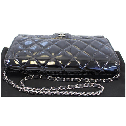 CHANEL Patent Leather Flap Shoulder Bag Black