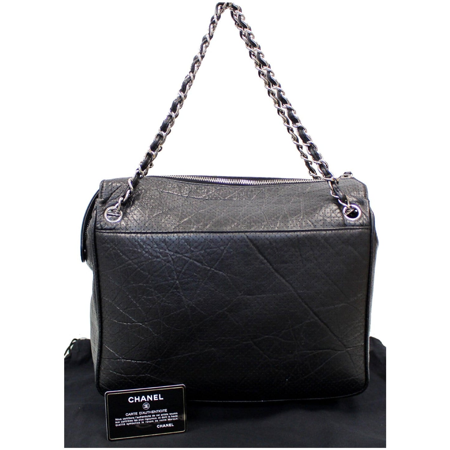 CHANEL Calfskin Perforated 50's Bowler Bag Black