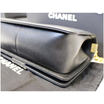 CHANEL Le Boy Small Caviar Leather Shoulder Bag Black