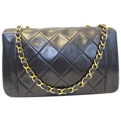CHANEL Diana Flap Bag Quilted Lambskin Shoulder Bag Black Vintage