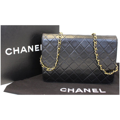 CHANEL Matelasse 25 Lambskin Leather Shoulder Bag Black