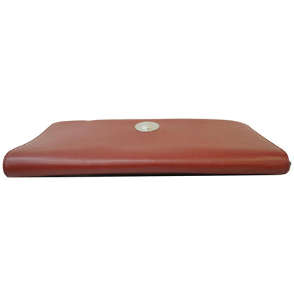 CELINE Oval Flap Leather Strap Clutch Shoulder Bag Red