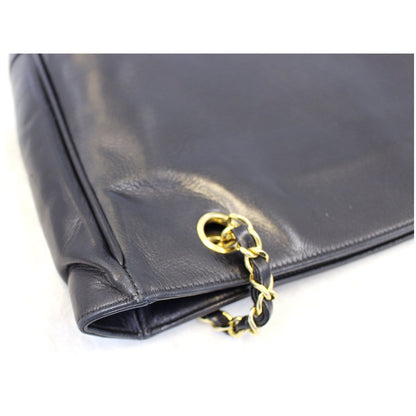 CHANEL Black Lambskin Tote Shoulder Bag Vintage