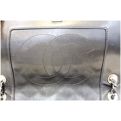 CHANEL Mademoiselle Vintage Flap Sheepskin Leather Shoulder Bag Black