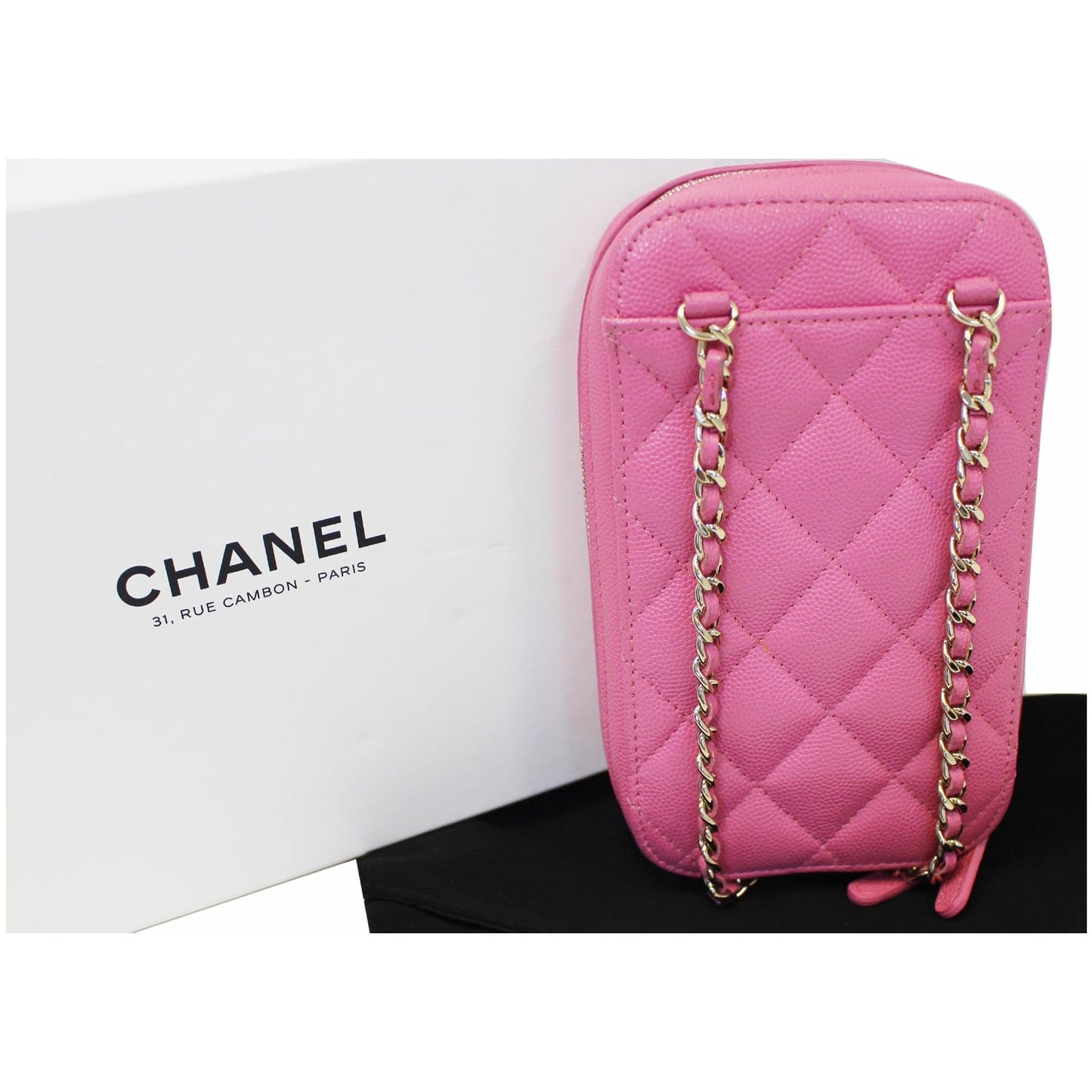 CHANEL Wallet On Chain WOC Caviar Leather Phone Holder Pink