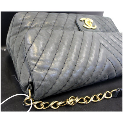 CHANEL Iridescent Calfskin Surpique Chevron Large Classic Flap Bag - Sale