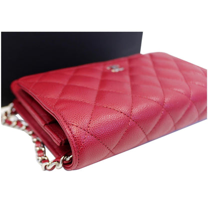 CHANEL Wallet On Chain WOC Clutch Crossbody Bag Red