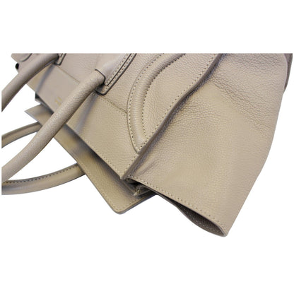 Celine Drummed Calfskin Leather Mini Luggage Tote Bag Dune