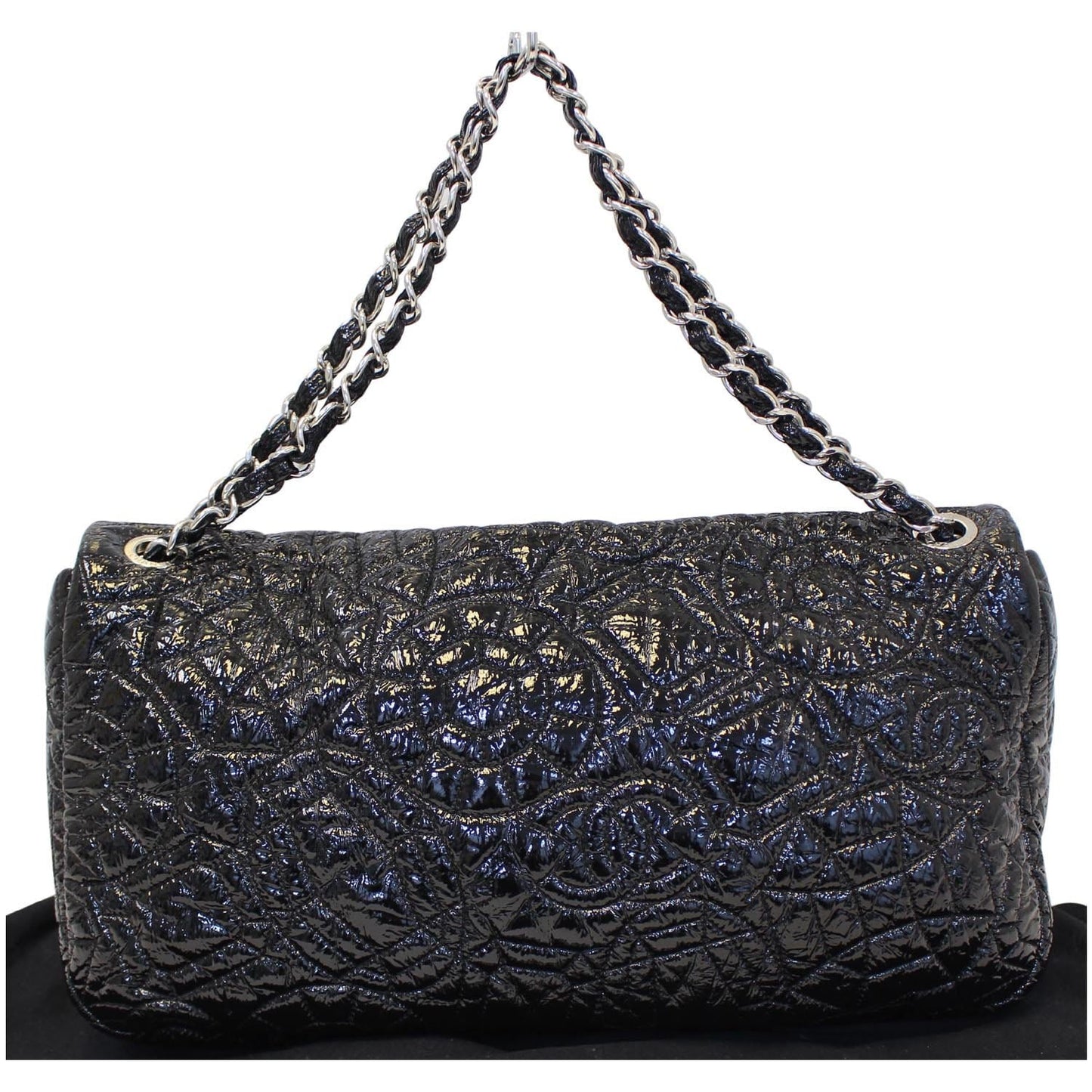 CHANEL Quilted Pattern Jumbo Single Flap Bag Black