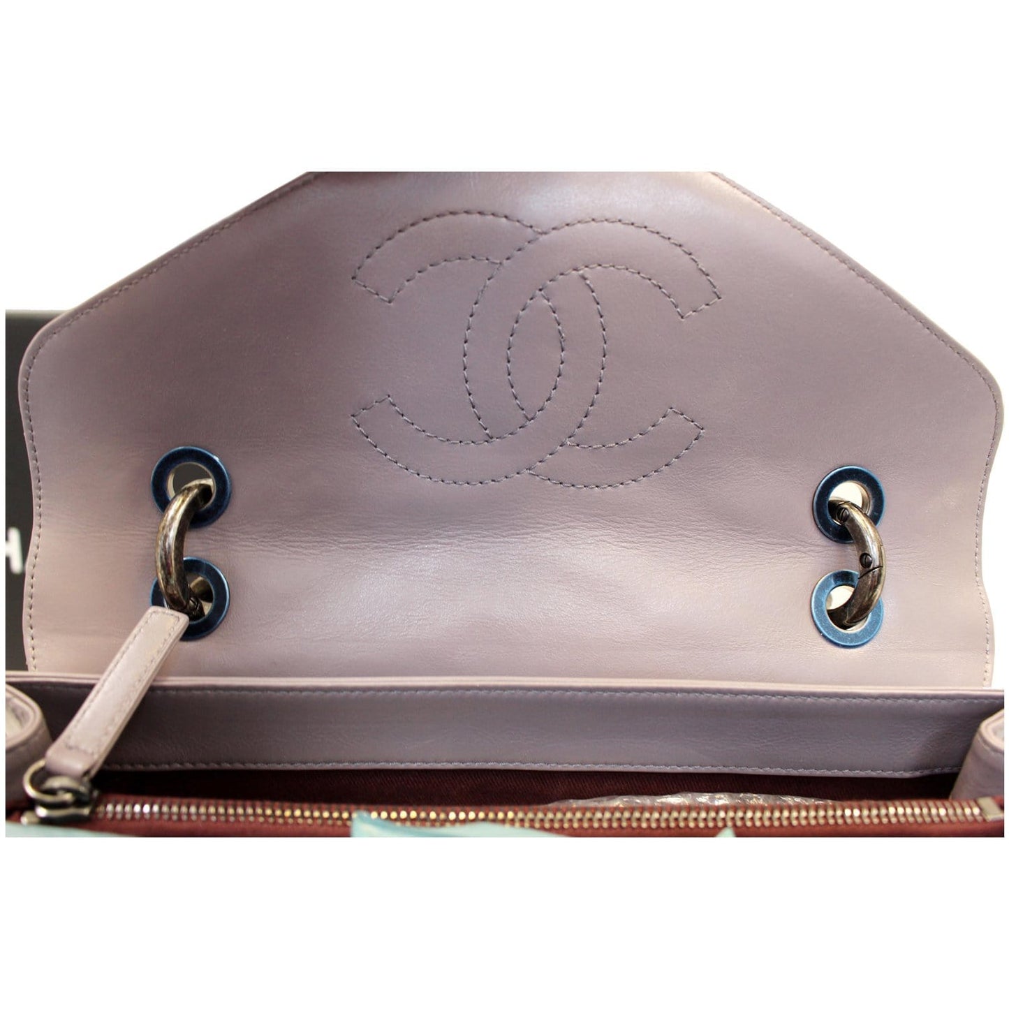 CHANEL Quilted Sheepskin Flap Bag with Handle Lilac