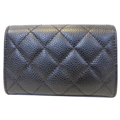 CHANEL Flap Caviar Leather Card Holder Black