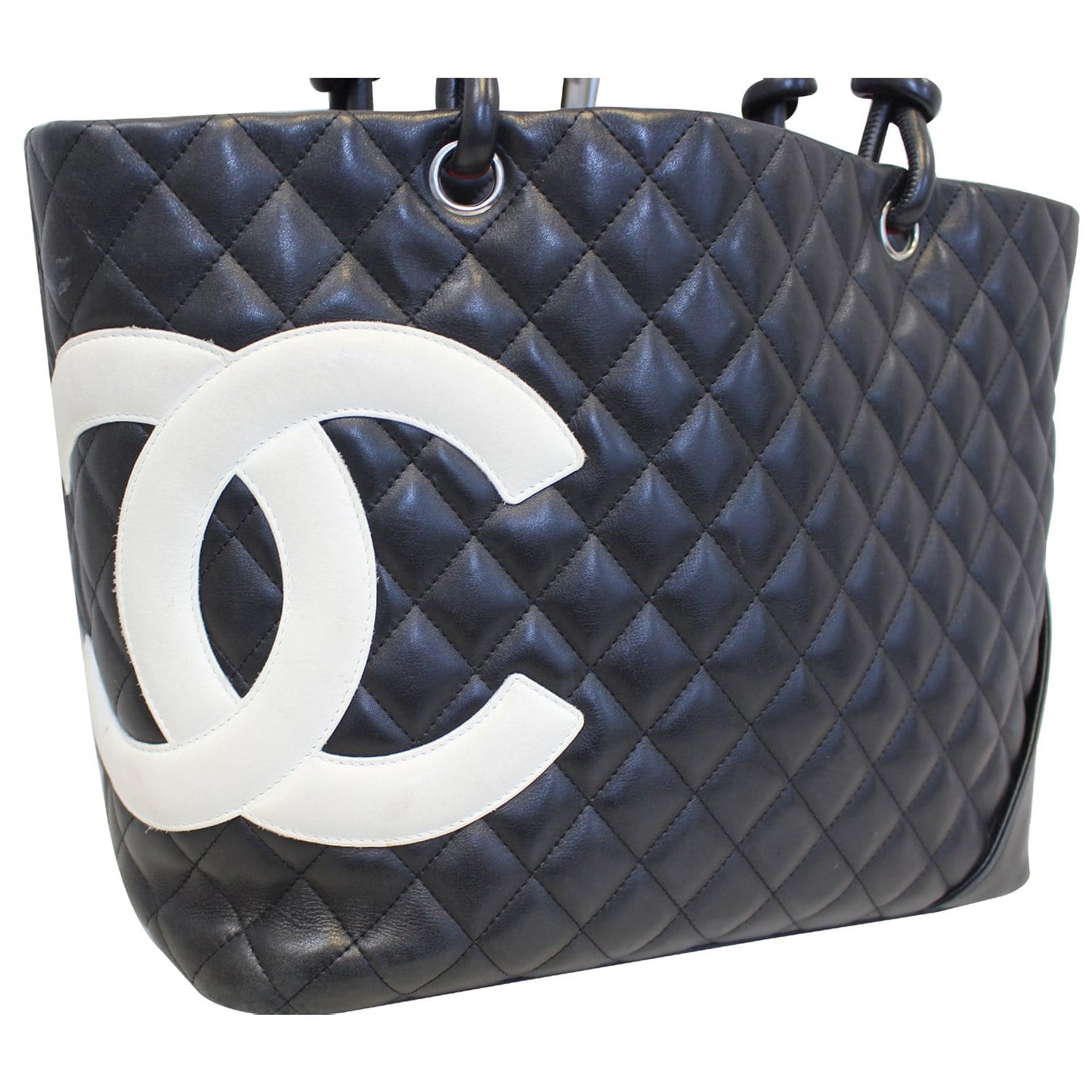 CHANEL Cambon  Black CalfSkin Leather Large Tote Bag
