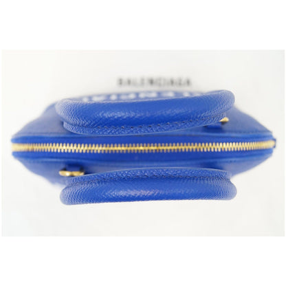 BALENCIAGA Ville Top Handle XXS Grained Leather Crossbody Bag Blue