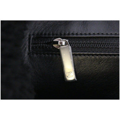 CHANEL Cozy CC Shearling and Lambskin Tote Bag Black