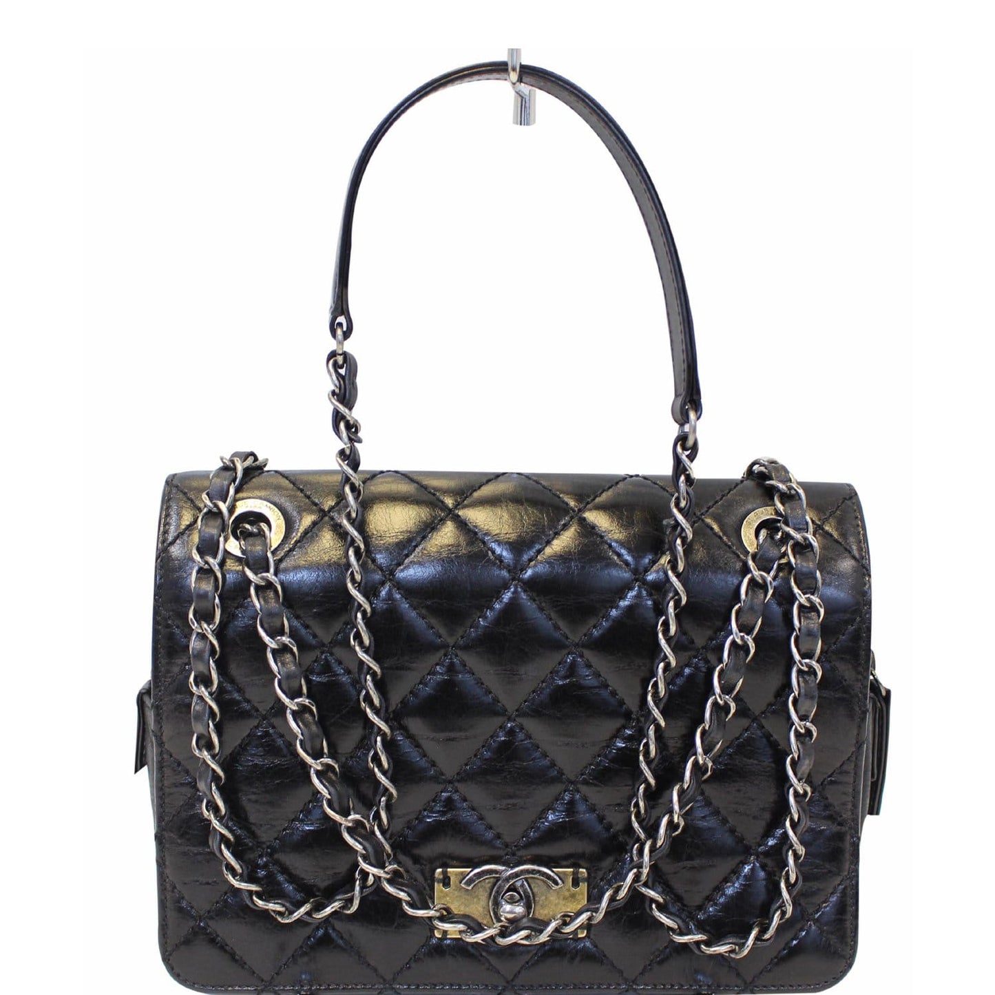 CHANEL CC Quilted Leather Flap Crossbody Bag Black