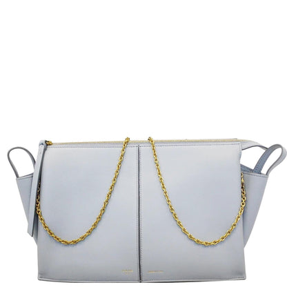 CELINE Trifold Smooth Leather Chain Crossbody Clutch Bag Blue
