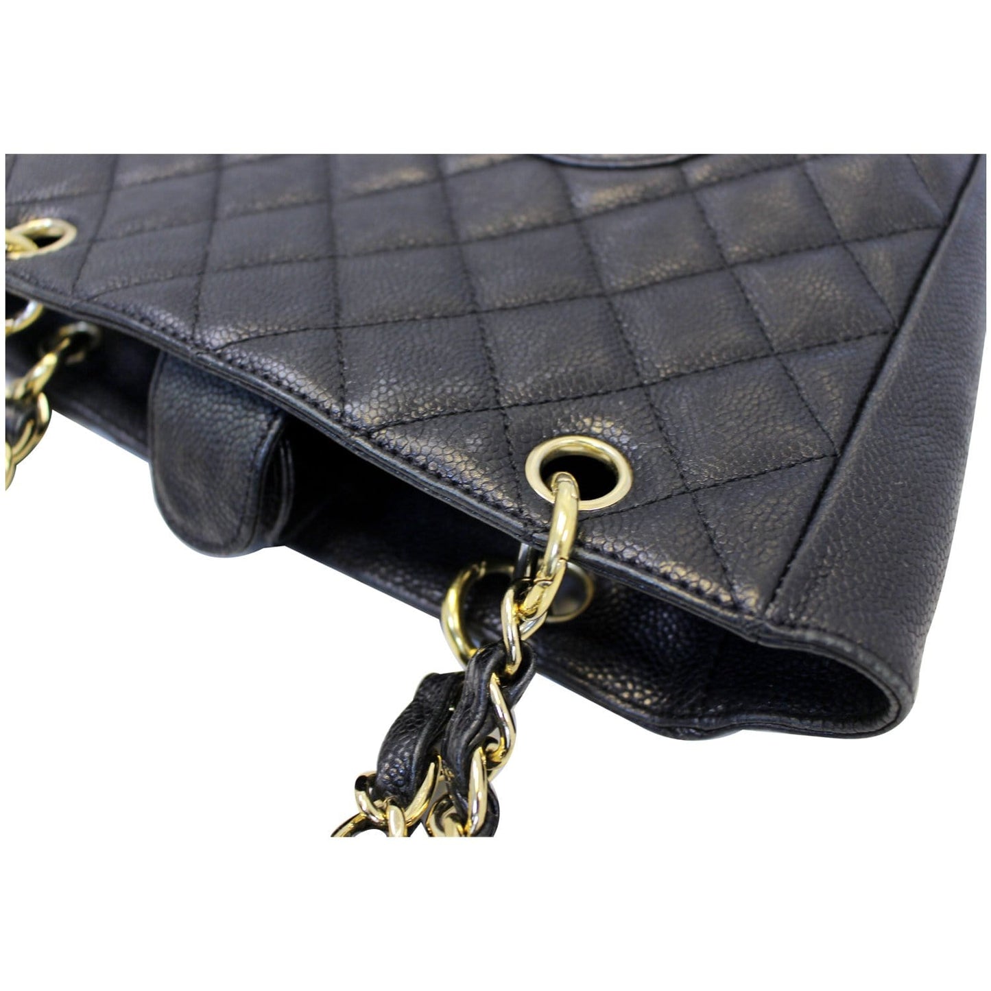CHANEL PST Petit Shopping Caviar Leather Tote Bag Black