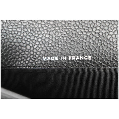 CHANEL Classic Flap Caviar Leather Card Holder Wallet Black