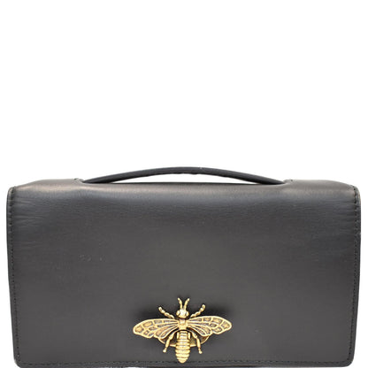 CHRISTIAN DIOR Bee Leather Pouch Clutch Bag Black - 20% OFF