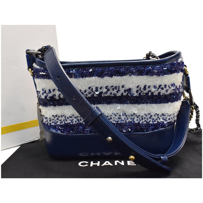 CHANEL Gabrielle Sequins Small Hobo Shoulder Bag Blue/White - 15% OFF