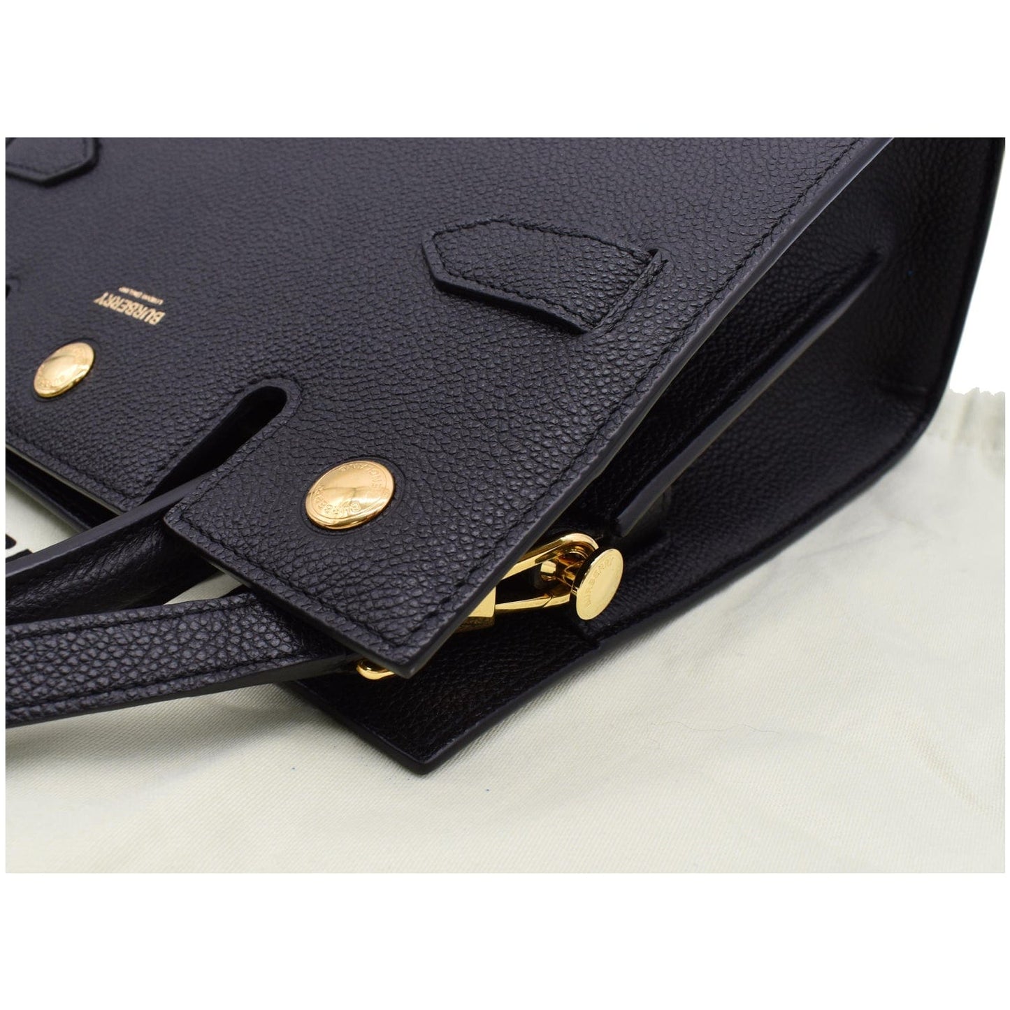 BURBERRY Mini Title Grainy Leather Top Handle Crossbody Bag Black