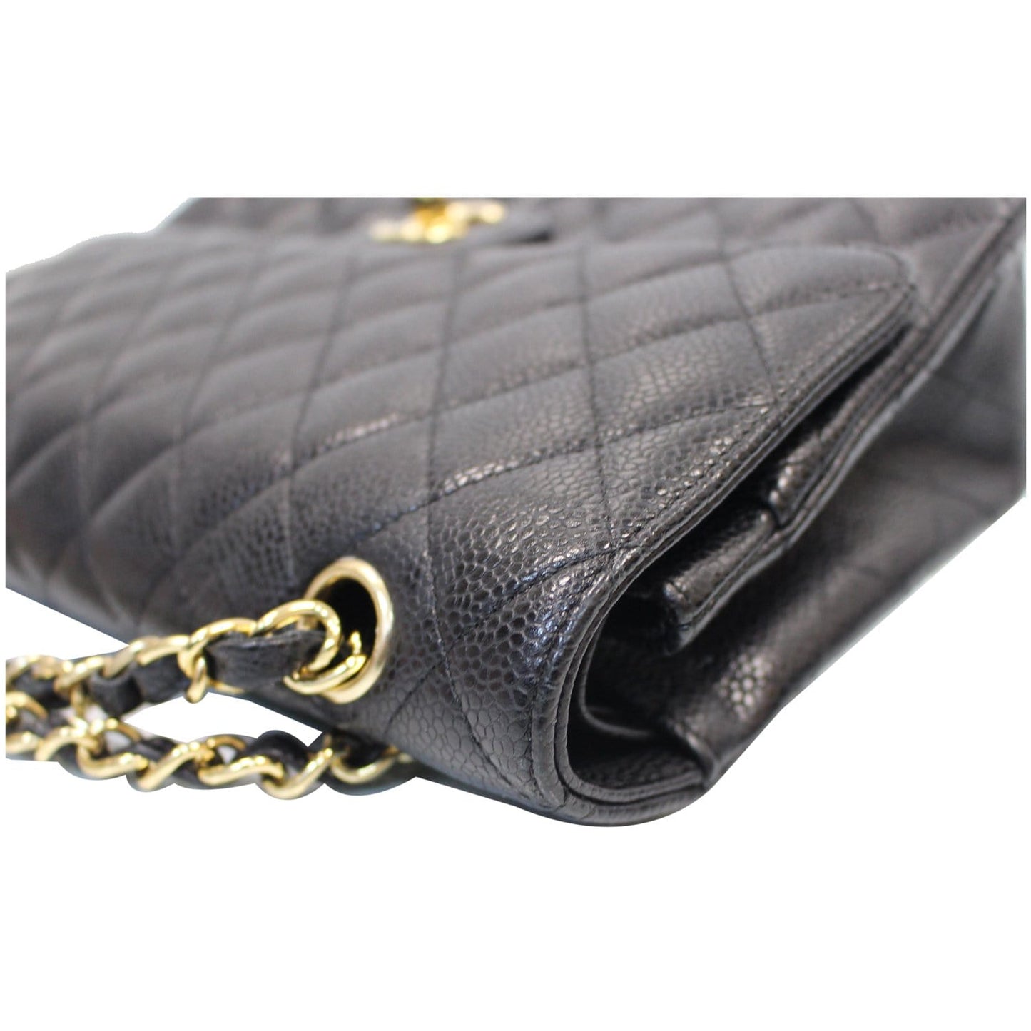CHANEL Classic Medium Flap Caviar Leather Shoulder Bag Black
