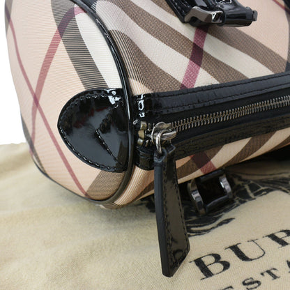 BURBERRY Small Chester Nova Check Patent Bowling Bag Black