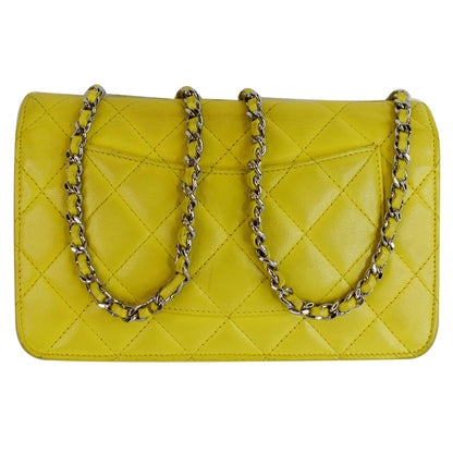 CHANEL Wallet On Chain Lambskin Leather WOC Crossbody Bag Yellow