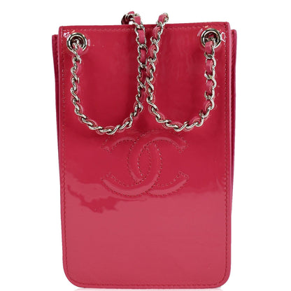 CHANEL O-Phone Holder Patent Leather Crossbody Bag Red