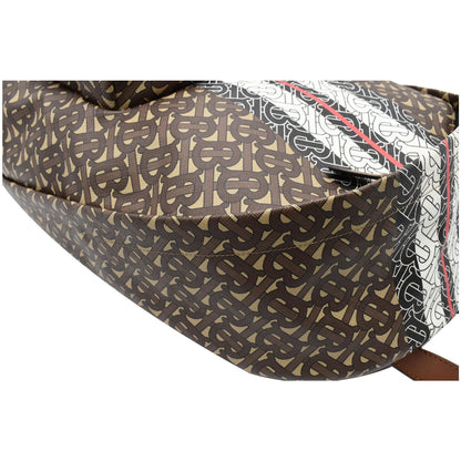 BURBERRY Bridle Stripe Monogram Print E-canvas Backpack Brown