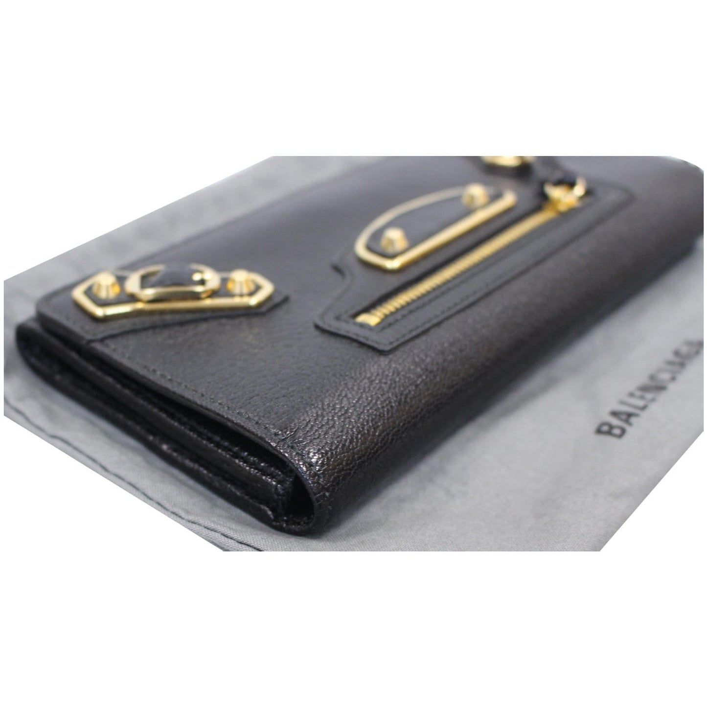 BALENCIAGA Classic Metallic Edge Continental Zip Around Wallet Black - 25% OFF
