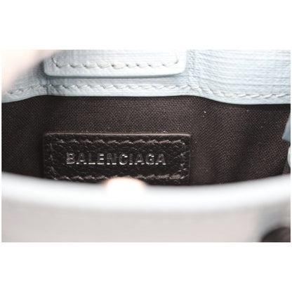 BALENCIAGA Leather Phone Holder Shopping Tote Shoulder Bag Sky Blue