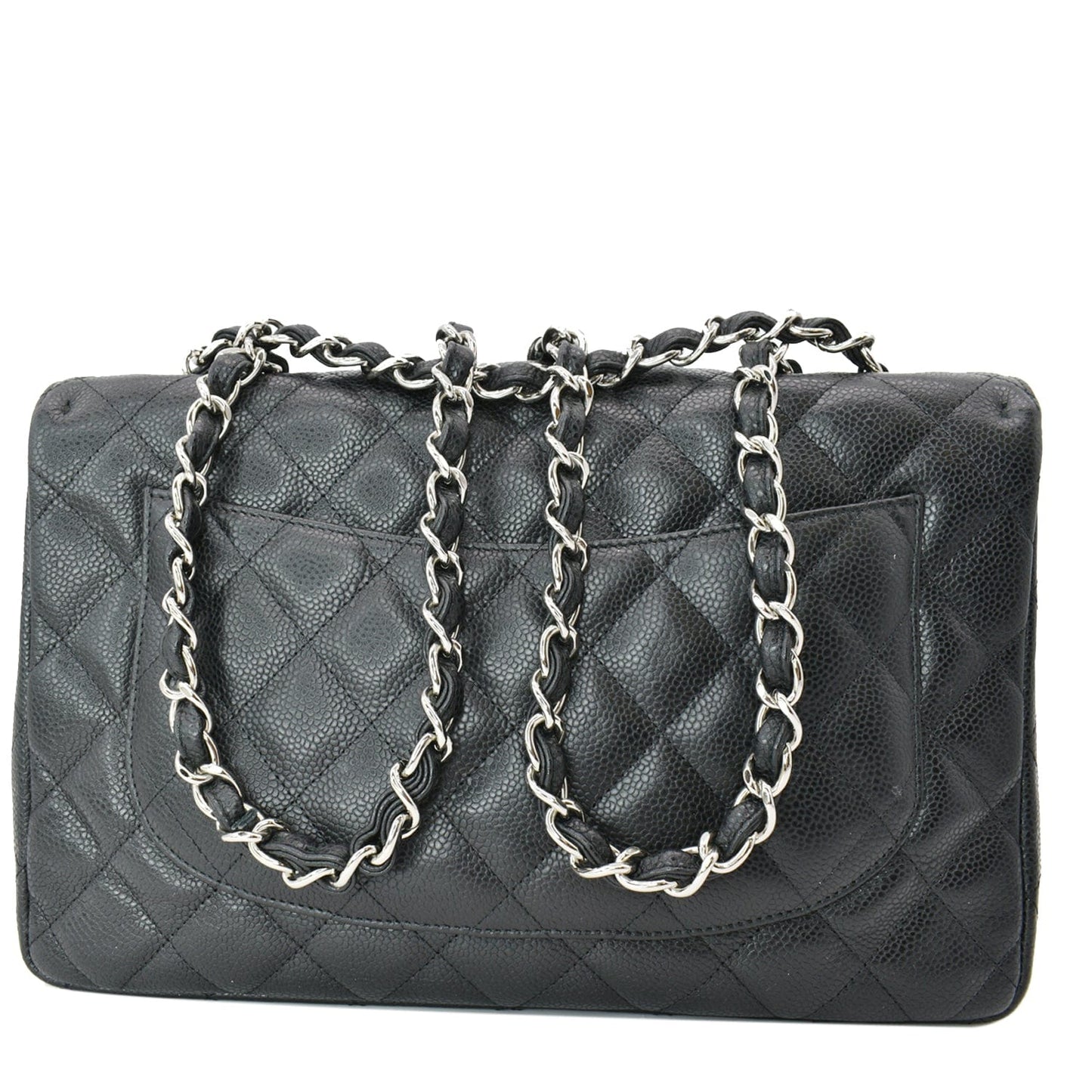CHANEL Jumbo Classic Single Flap Caviar Leather Shoulder Bag Black
