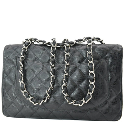 CHANEL Jumbo Classic Single Flap Caviar Leather Shoulder Bag Black