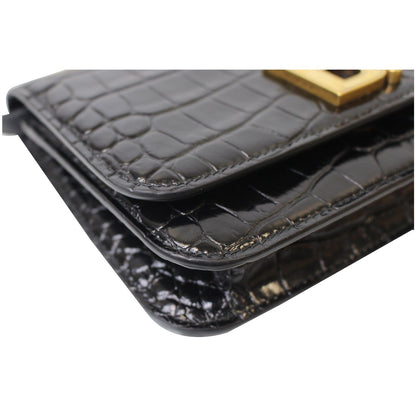 BALENCIAGA B Embossed Leather Chain Crossbody bag Black - 25% OFF