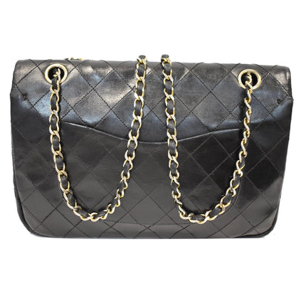 CHANEL CC Vintage Classic Medium Double Flap Calf Shoulder Bag Black