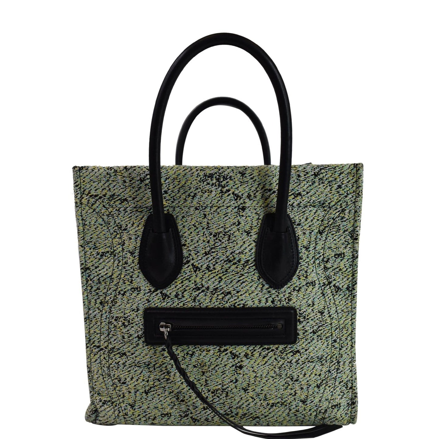 CELINE Phantom Luggage Fuzzy Jacquard Leather Tote Bag Mint
