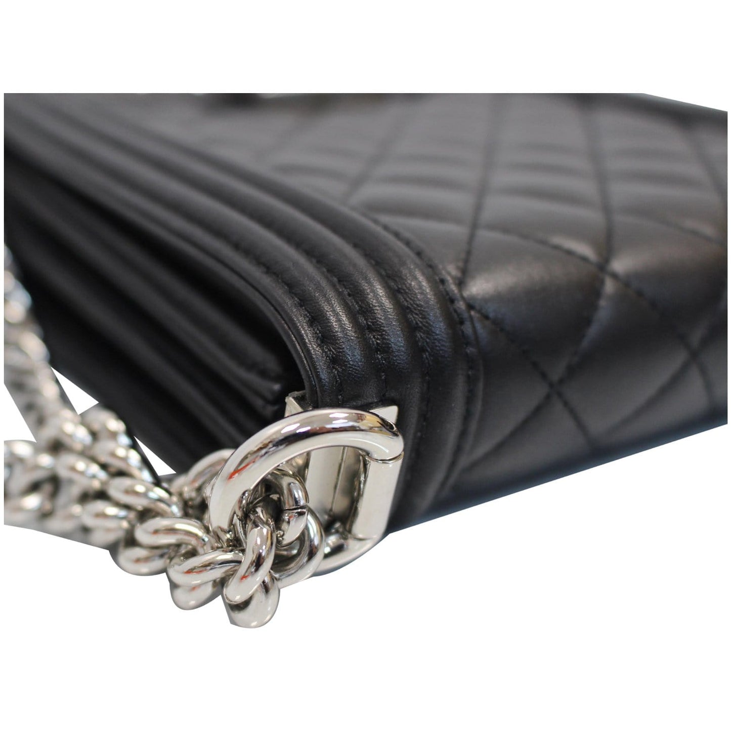 CHANEL North South Boy Lambskin Leather Crossbody Bag Black