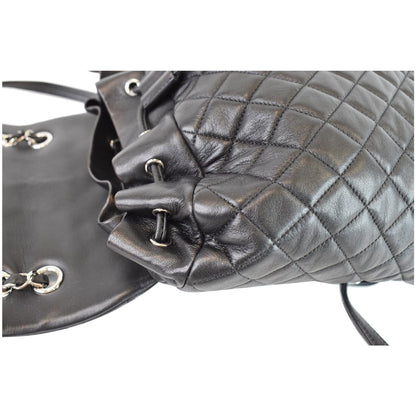 CHANEL Small Urban Spirit Quilted Lambskin Backpack Bag Black
