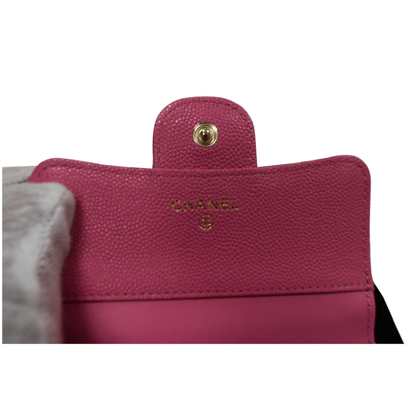 CHANEL CC Card Holder Caviar Quilted Leather Flap Wallet Pink