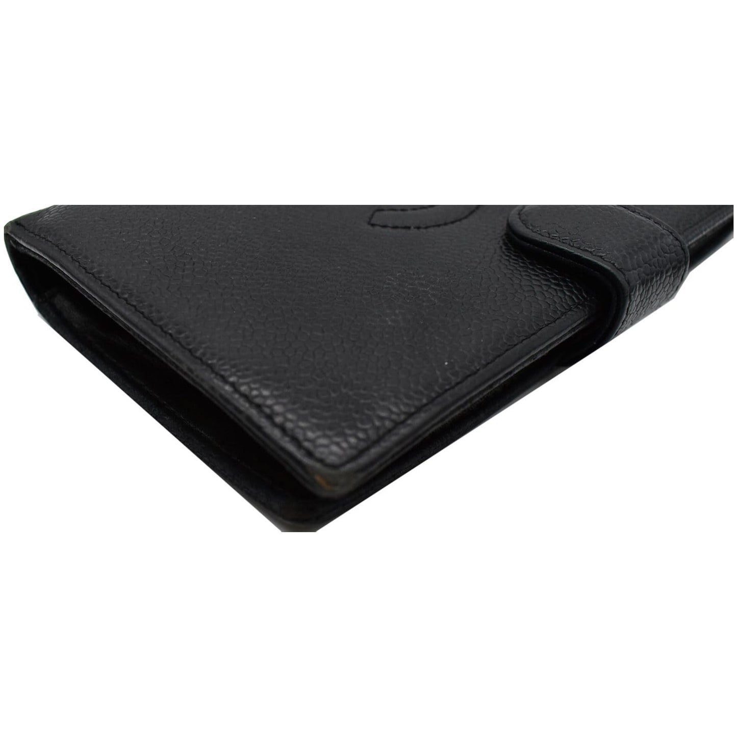 CHANEL Vintage CC Caviar Leather Bifold Wallet Black