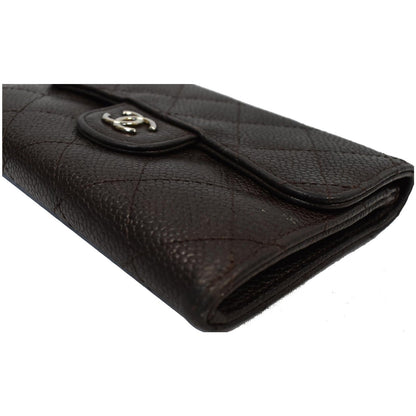 CHANEL Classic Flap Caviar Leather Card Holder Brown