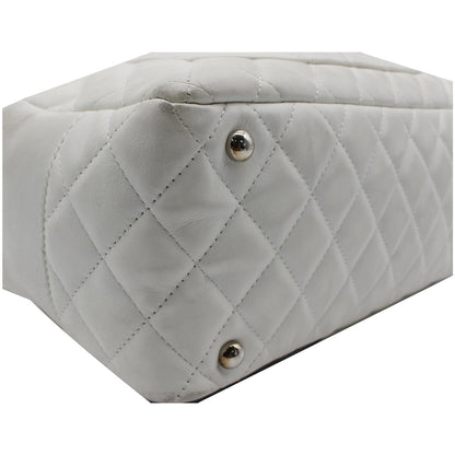 CHANEL Cambon Ligne Quilted Leather Bowler Tote Bag White - 10% OFF