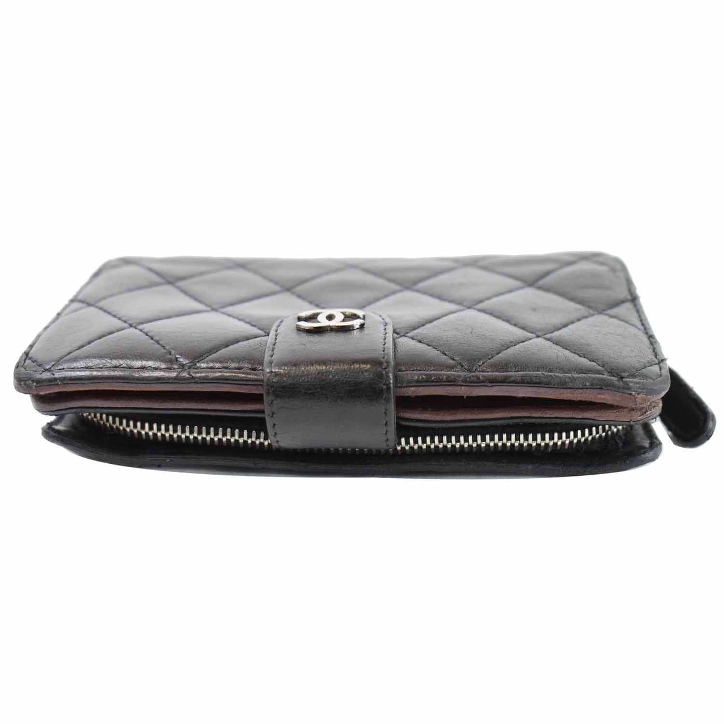 CHANEL CC Lambskin Leather Bifold Wallet Black