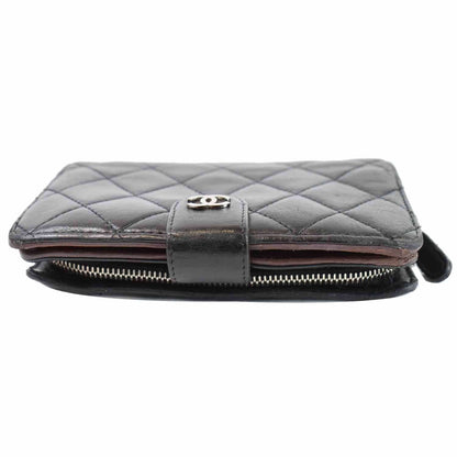 CHANEL CC Lambskin Leather Bifold Wallet Black