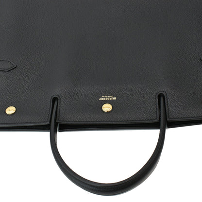 BURBERRY Large Title Leather Tote Bag Black
