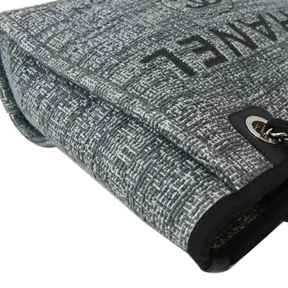 CHANEL Deauville Small Lurex Boucle Canvas Tote Bag Grey