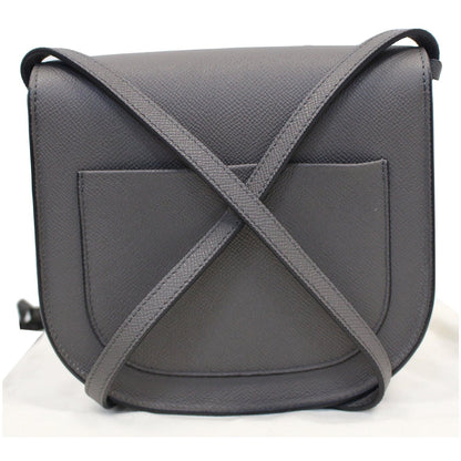CELINE Trotteur Small Grained Calfskin Leather Shoulder Bag Grey
