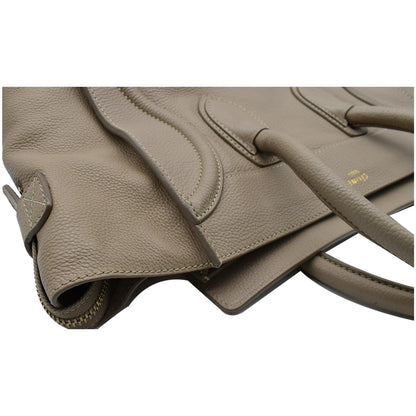 CELINE Drummed Mini Luggage Calfskin Leather Tote Bag Dune